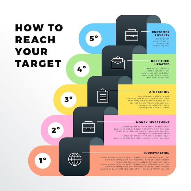 Vector gratuito conjunto de pasos creativos de infografía