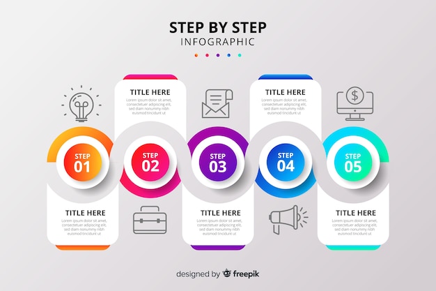 Vector gratuito conjunto de pasos de infografía degradado