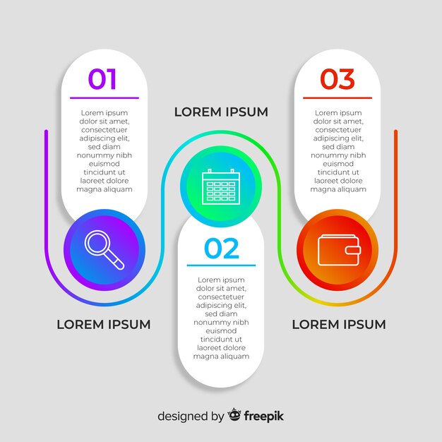 Conjunto de pasos planos infográficos