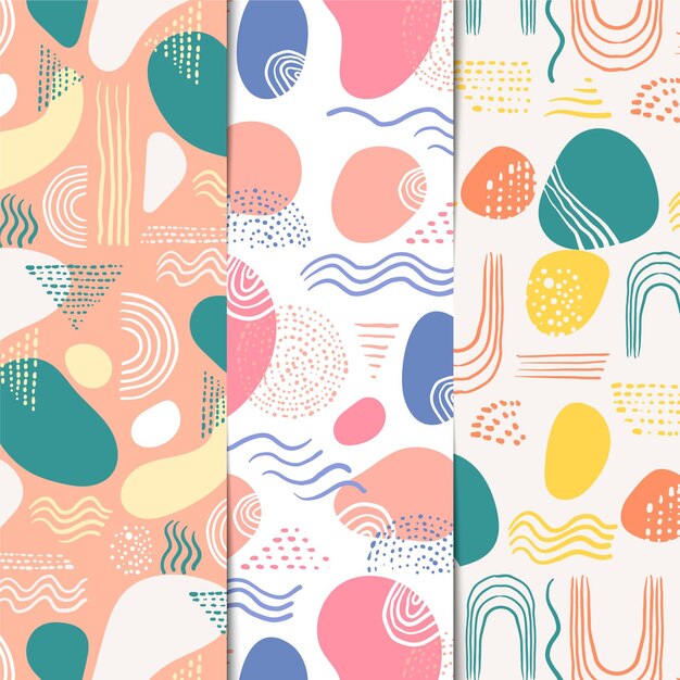 Conjunto de patrón abstracto dibujado a mano