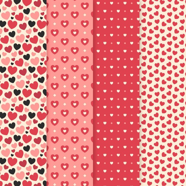 Conjunto de patrón de corazón plano