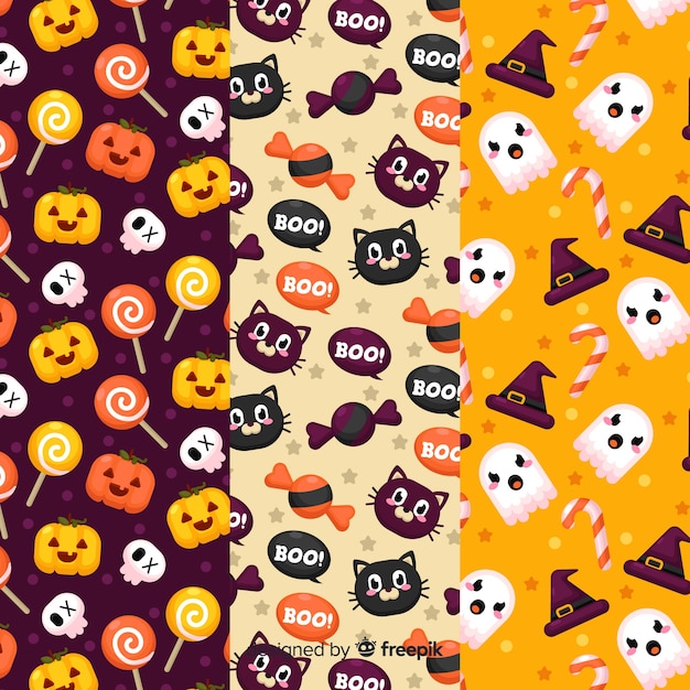 Vector gratuito conjunto de patrón de elementos de halloween