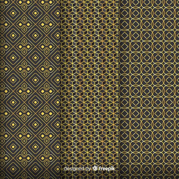 Conjunto de patrón geométrico de lujo dorado