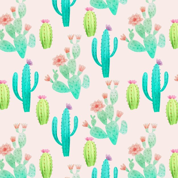 Conjunto de patrón de plantas de cactus