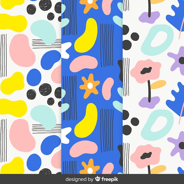 Conjunto de patrones abstractos dibujados a mano