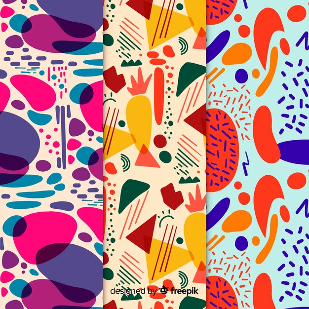 Conjunto de patrones abstractos dibujados a mano