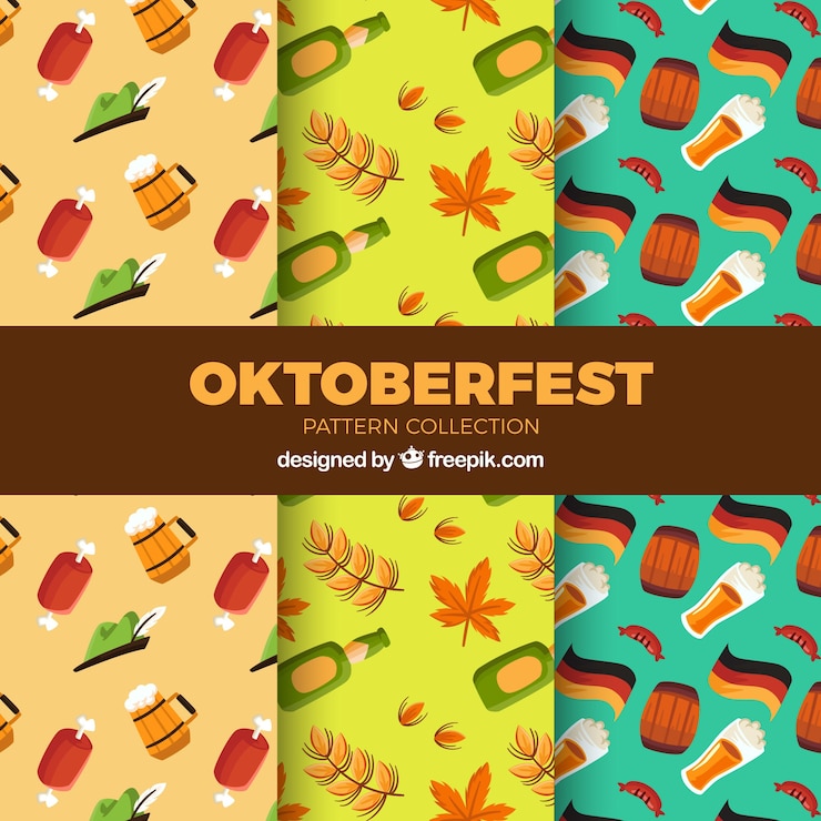 Vector gratuito conjunto de patrones clásicos del oktoberfest