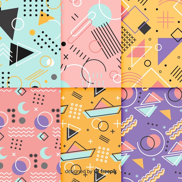Conjunto de patrones coloridos de Memphis
