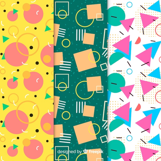 Conjunto de patrones coloridos de Memphis