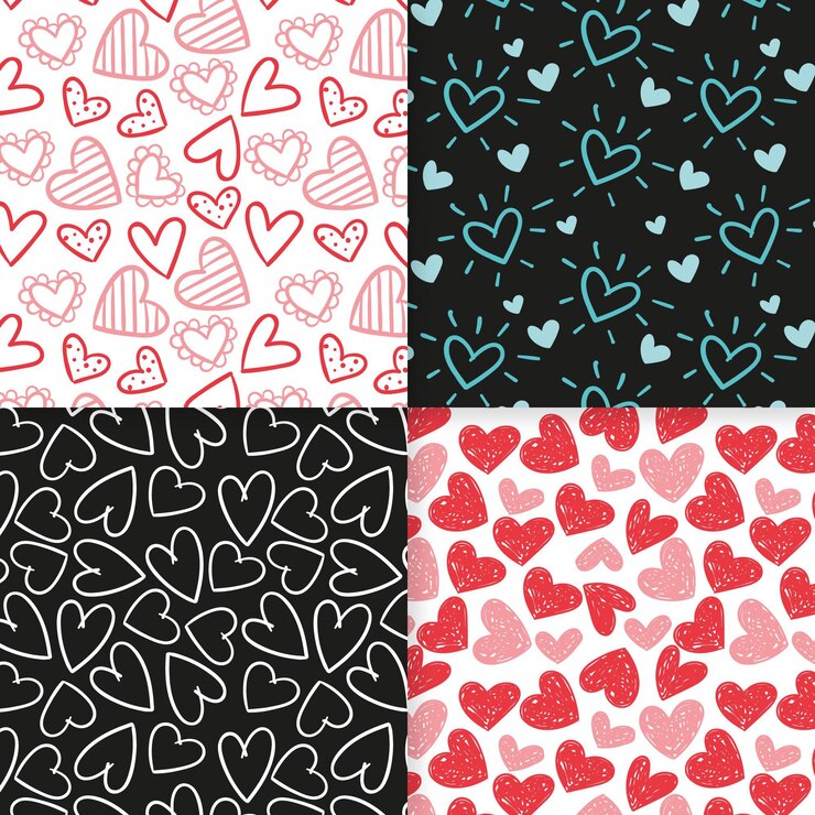 Vector gratuito conjunto de patrones de corazón dibujado a mano