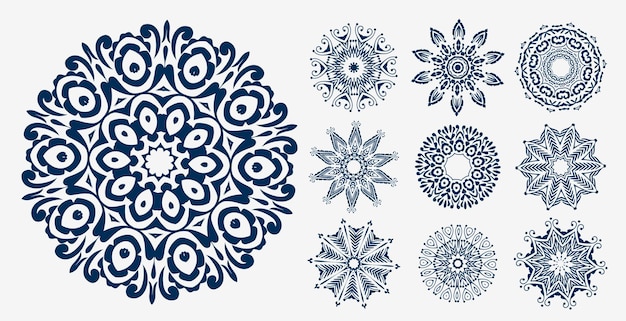 Conjunto de patrones de decoración de mandala étnico