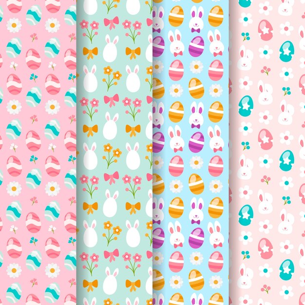 Conjunto de patrones de día de Pascua de diseño plano