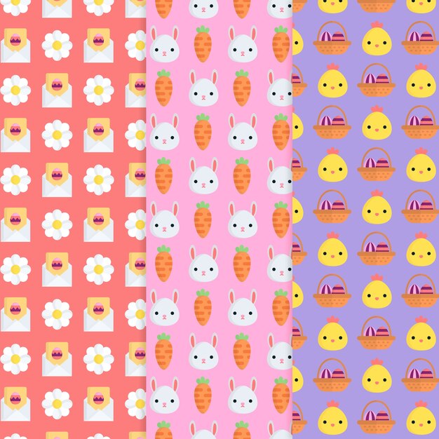 Conjunto de patrones de día de Pascua de diseño plano