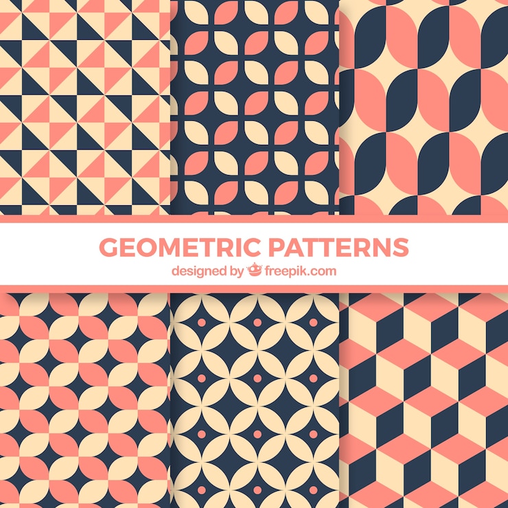 Vector gratuito conjunto de patrones con figuras geométricas