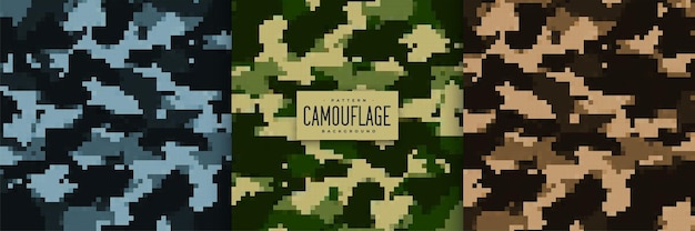 Vector gratuito conjunto de patrones sin fisuras de camuflaje militar