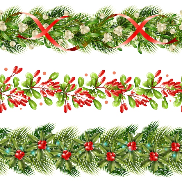 Conjunto de patrones sin fisuras de Navidad baya frontera