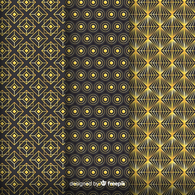 Conjunto de patrones geométricos de lujo dorado