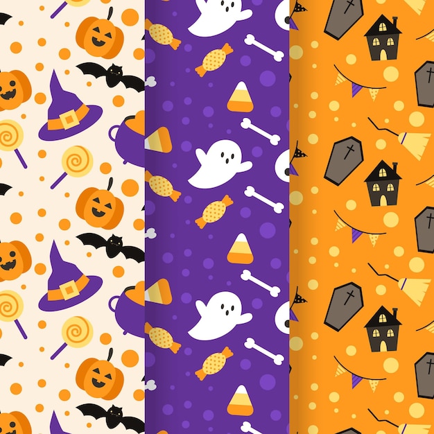 Vector gratuito conjunto de patrones de halloween