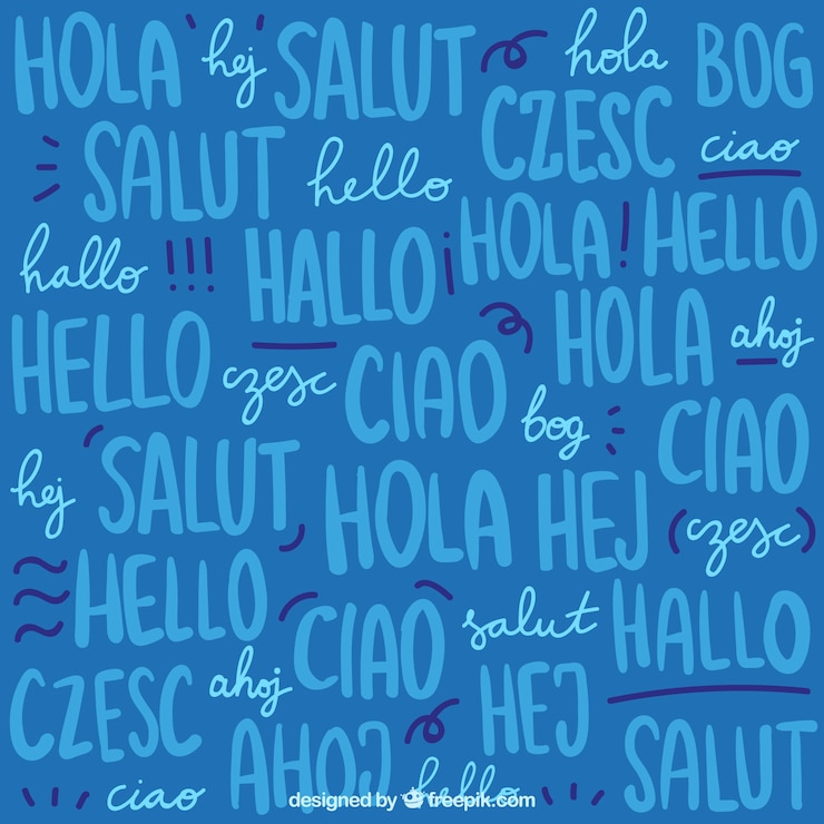 Vector gratuito conjunto de patrones de hola en distintos idiomas dibujados a mano