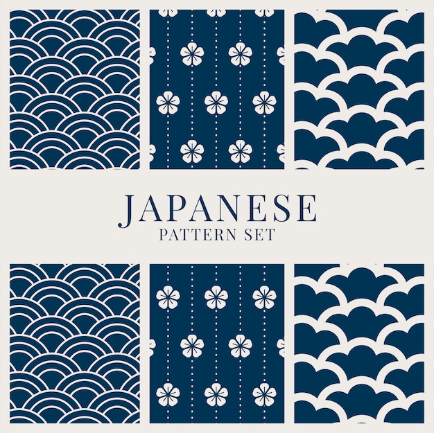Vector gratuito conjunto de patrones de inspiración japonesa