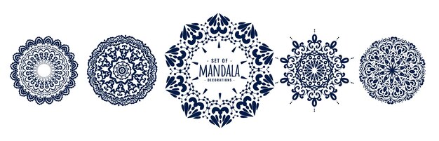 Conjunto de patrones de mandala de estilo indio o árabe