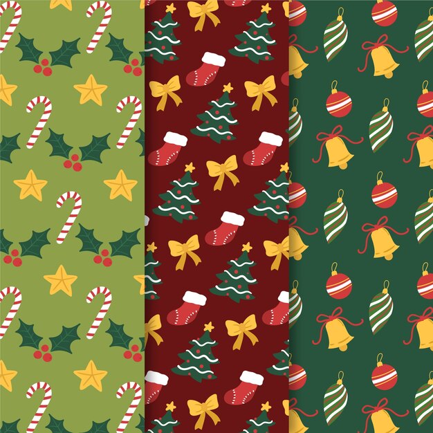 Conjunto de patrones de Navidad dibujados a mano