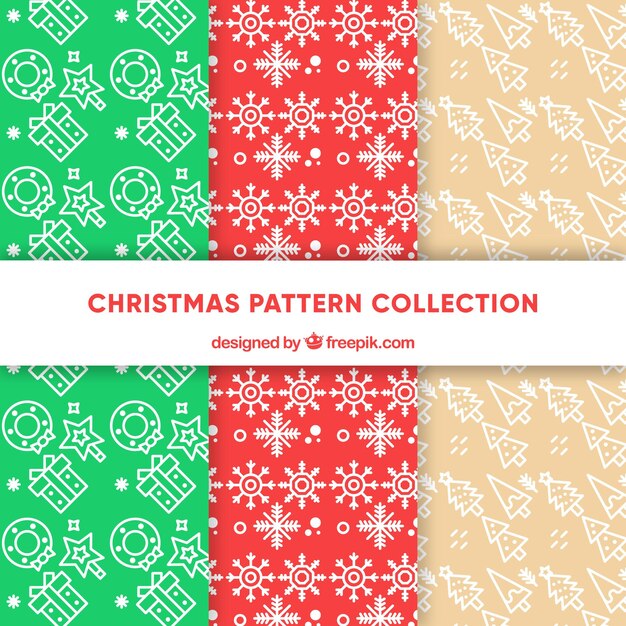 Conjunto de patrones de navidad en un estilo simple