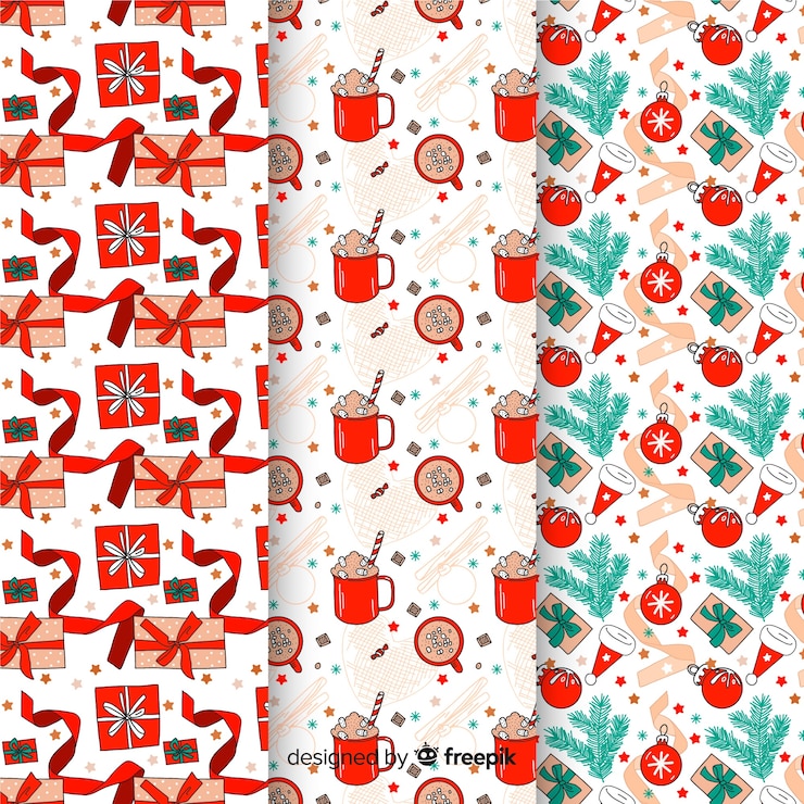 Vector gratuito conjunto de patrones de navidad ign