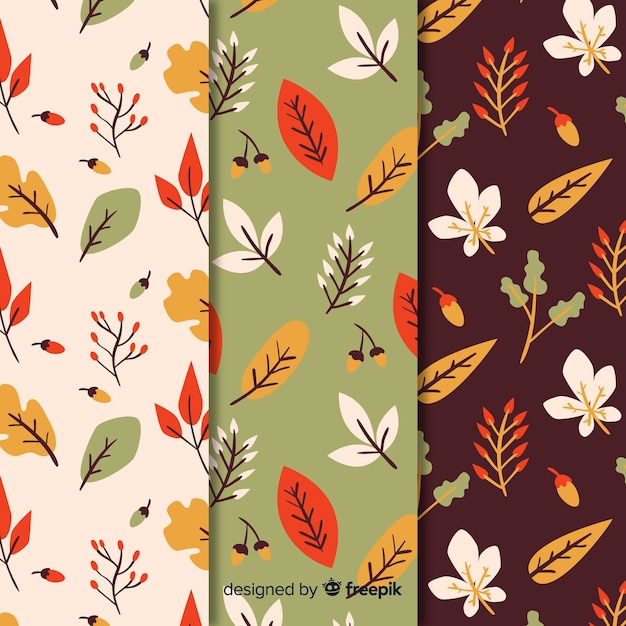 Conjunto de patrones de otoño estilo dibujado a mano