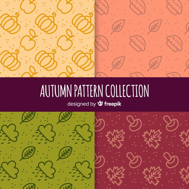 Conjunto de patrones de otoño estilo dibujado a mano