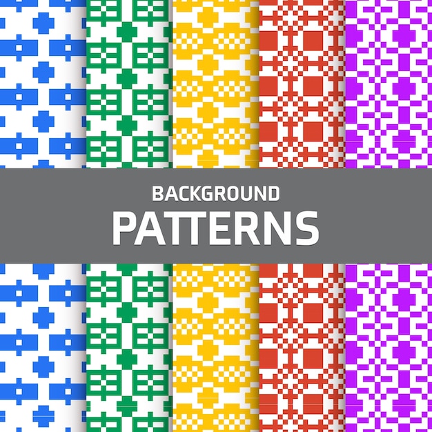 Conjunto de patrones pixelados coloridos
