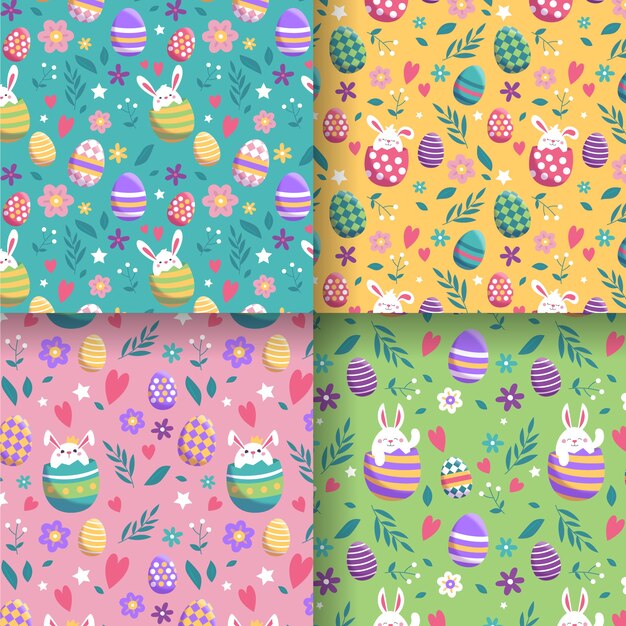 Vector gratuito conjunto de patrones planos de día de pascua