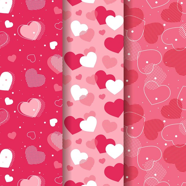 Conjunto de patrones planos de san valentín