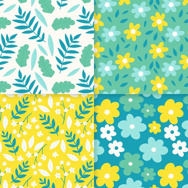 Conjunto de patrones de primavera dibujados a mano