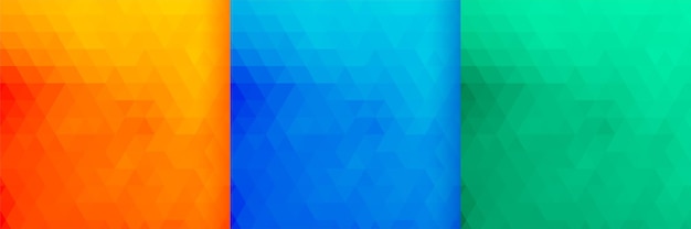 Conjunto de patrones de triángulo de colores brillantes de tres