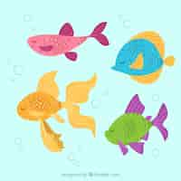 Vector gratuito conjunto de peces con los ojos cerrados