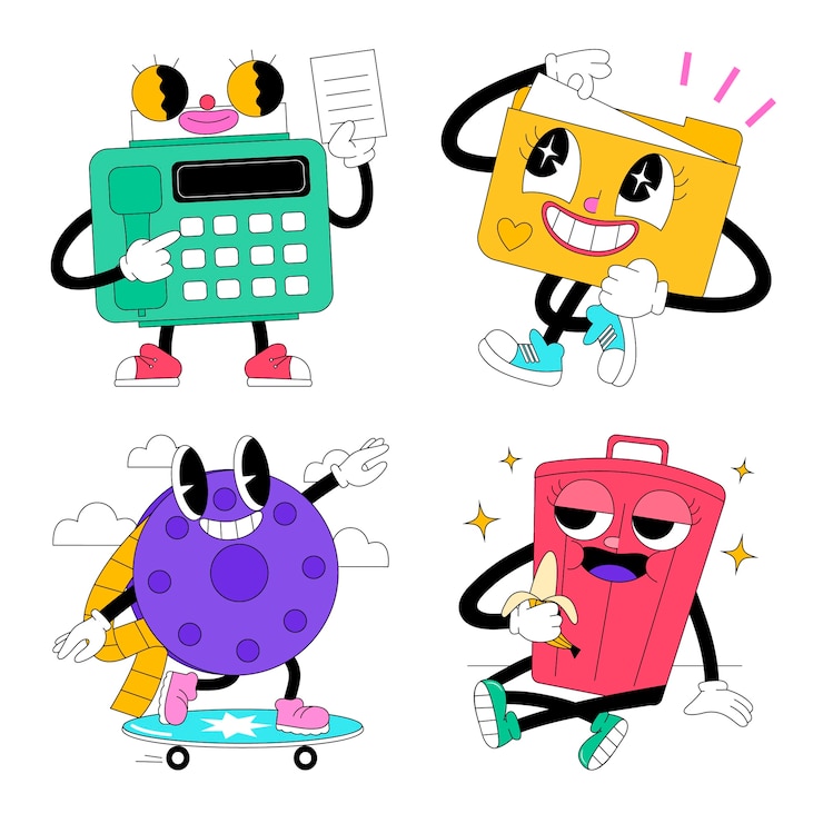 Vector gratuito conjunto de pegatinas de ácido