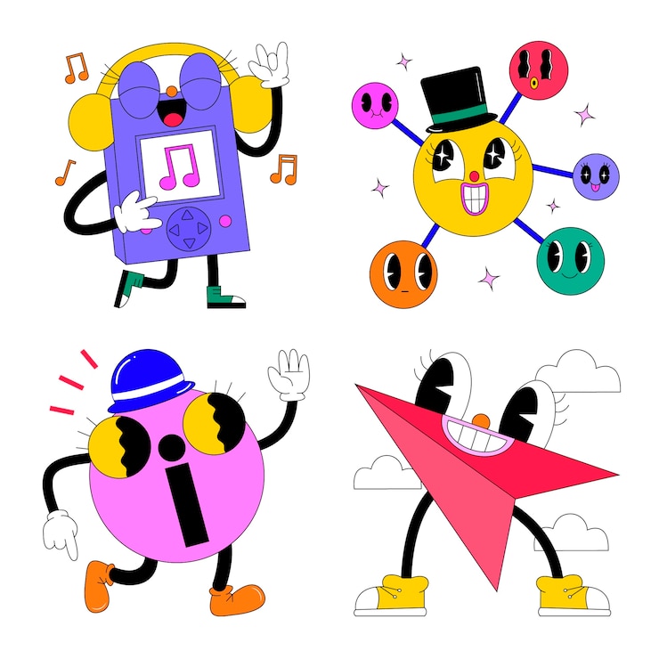 Vector gratuito conjunto de pegatinas de ácido