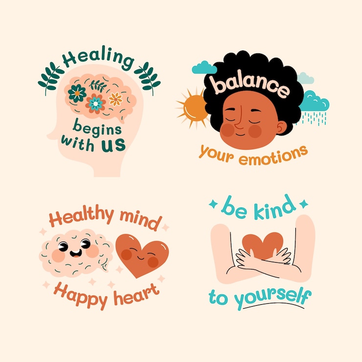 Vector gratuito conjunto de pegatinas de amor propio