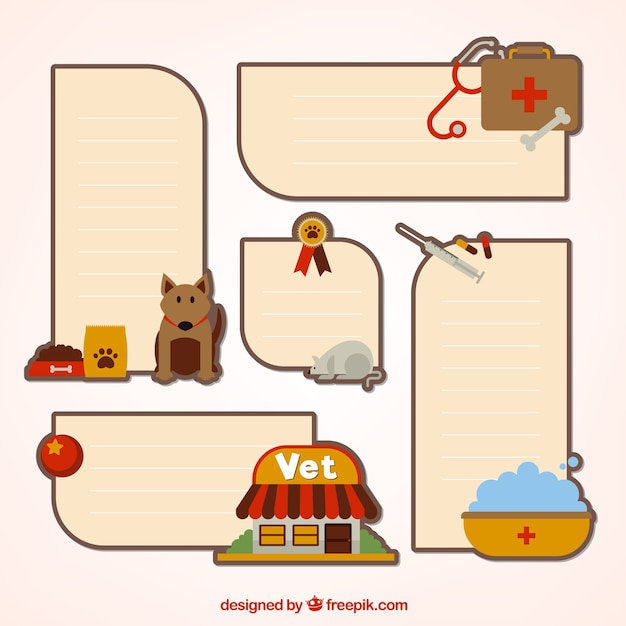 Vector gratuito conjunto de pegatinas con animales y accesorios