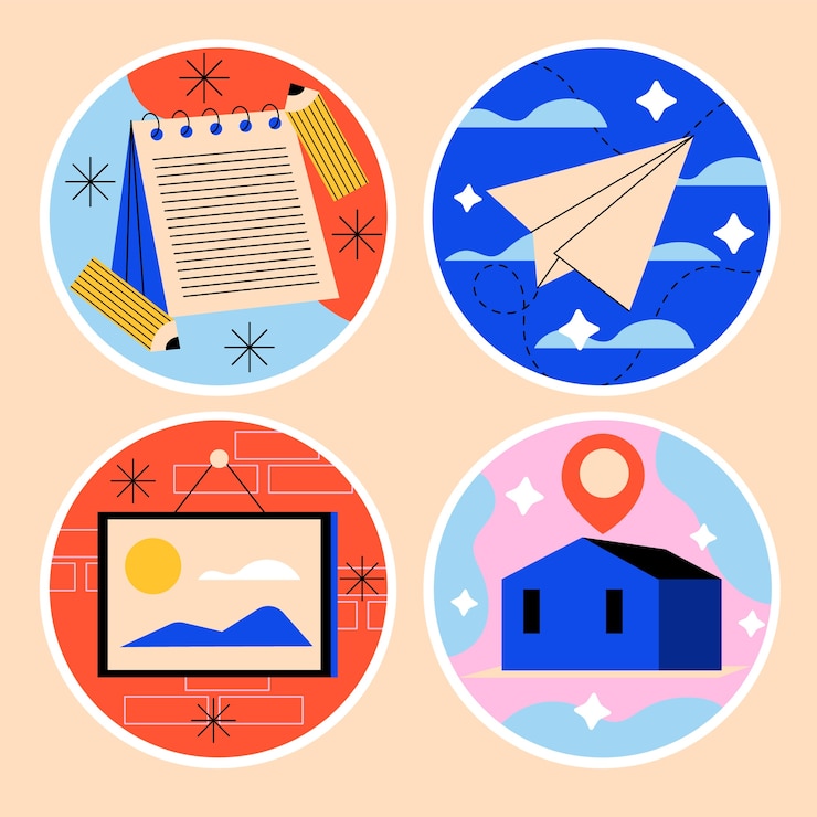 Vector gratuito conjunto de pegatinas de aplicaciones móviles ingenuas dibujadas a mano