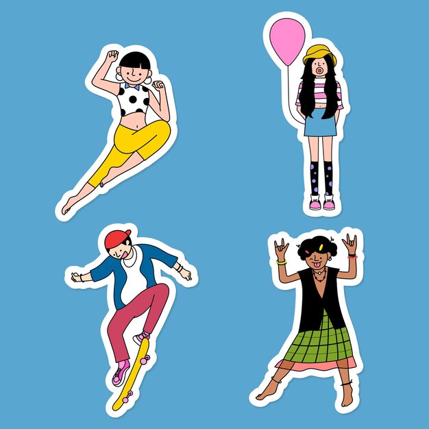 Conjunto de pegatinas de arte pop creativas y frescas vector