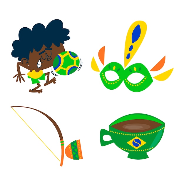 Vector gratuito conjunto de pegatinas de carnaval de brasil