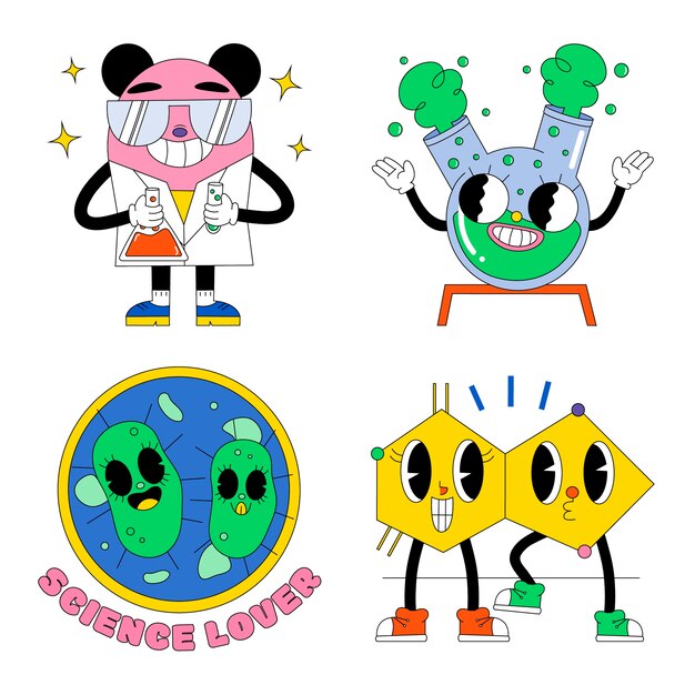 Conjunto de pegatinas de ciencia ácida