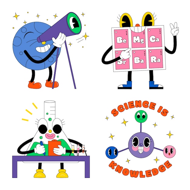 Conjunto de pegatinas de ciencia ácida
