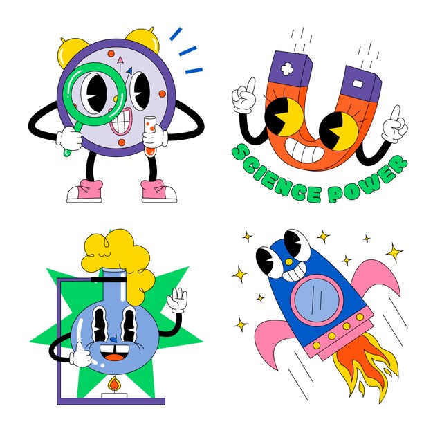 Conjunto de pegatinas de ciencia ácida