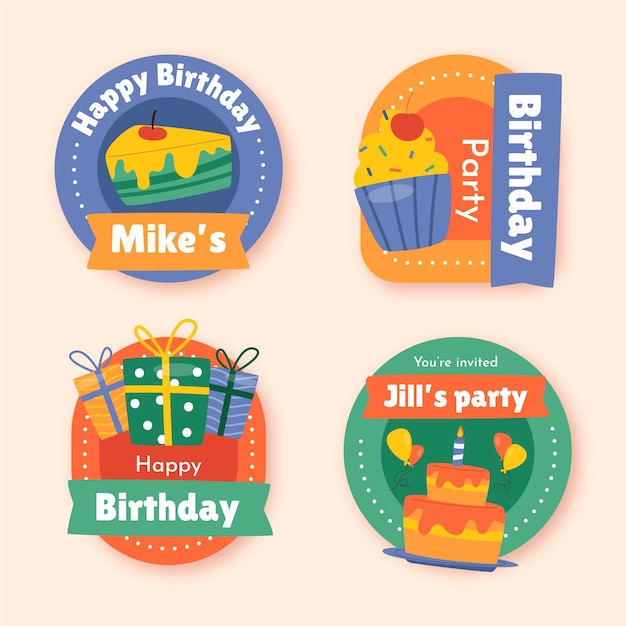 Conjunto de pegatinas de cumpleaños