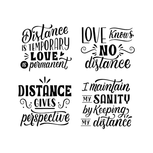 Vector gratuito conjunto de pegatinas de distancia de letras