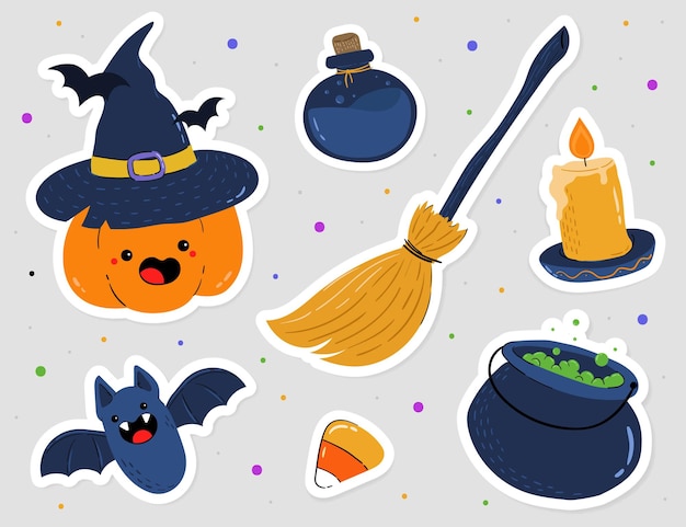 conjunto de pegatinas de elementos de halloween