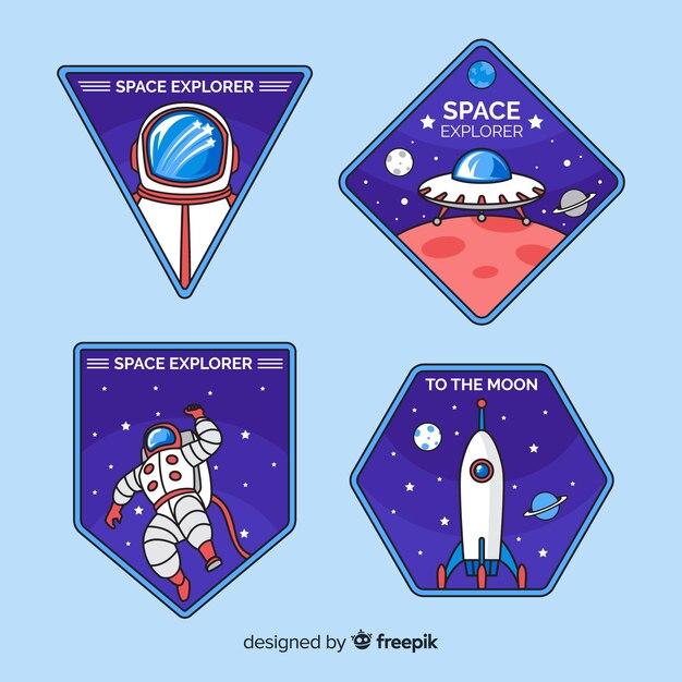 Conjunto de pegatinas de espacio retro